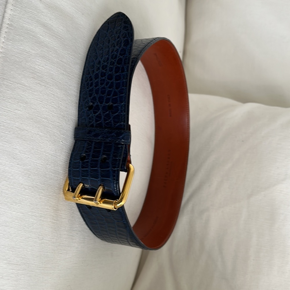 Ralph Lauren  Blue Alligator Belt Size S
